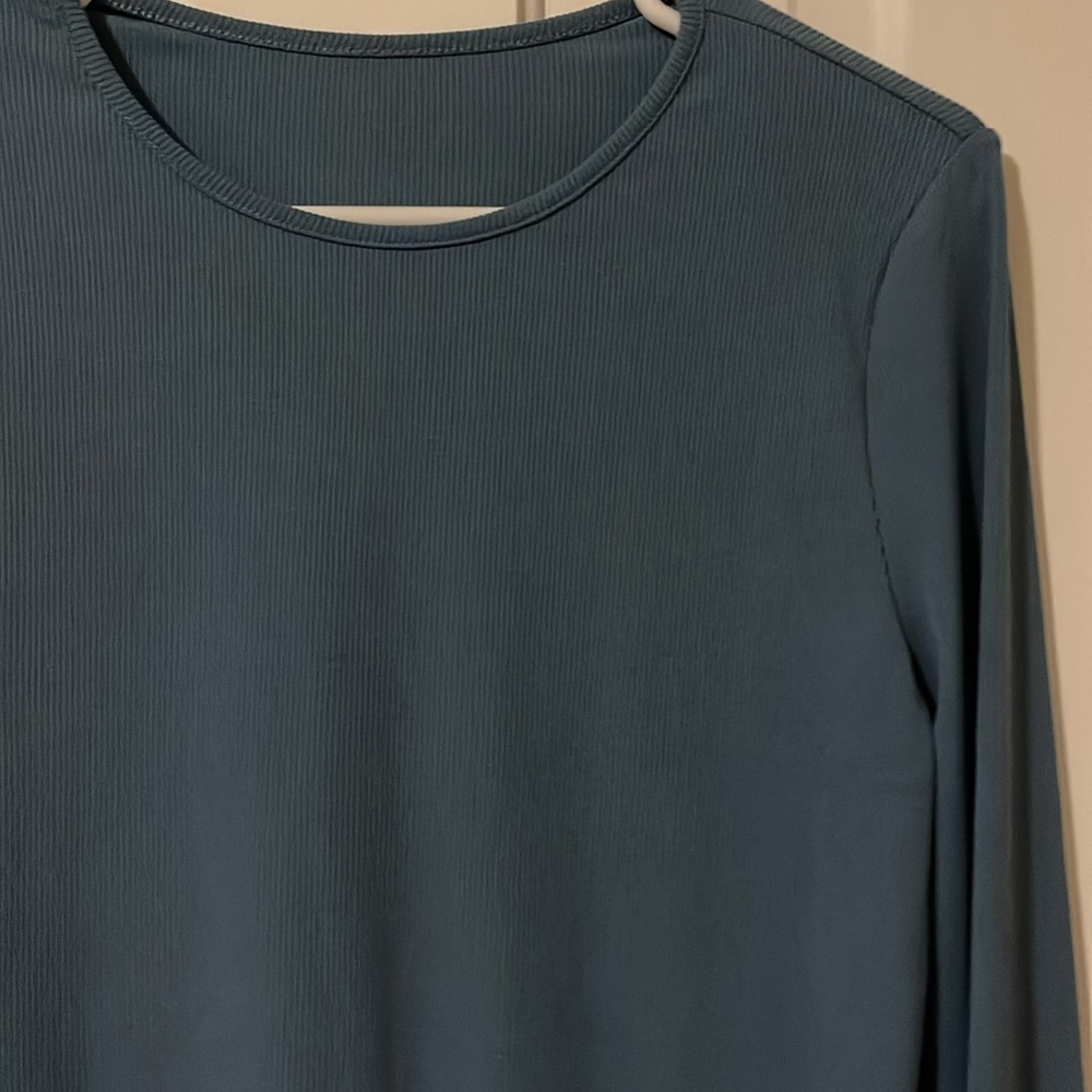 Long Sleeve Ribbed Top - Blue - Picture 2 of 2